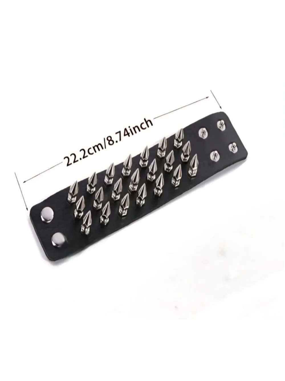 Gothic Punk Black Leather Wide Triple Row Spike Studded Bracelet Cuff Rock Jewel